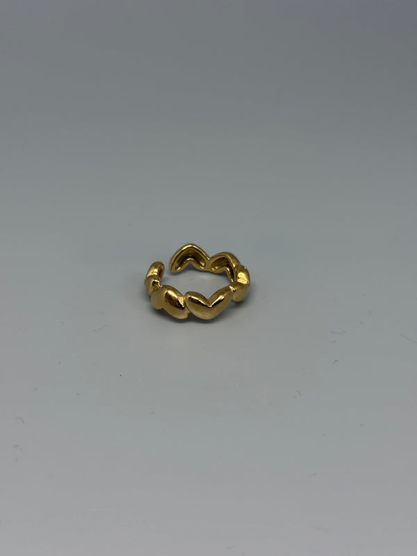 Verstellbarer Edelstahlring mit Herz – zartes Design in Gold
