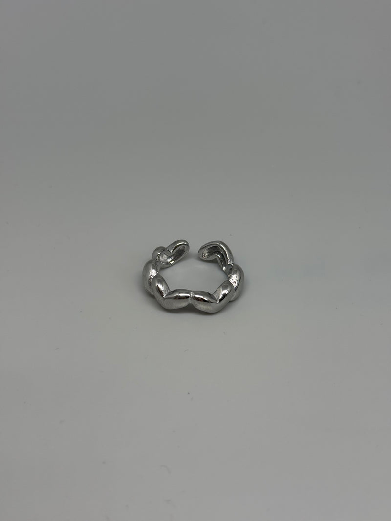 Verstellbarer Edelstahlring mit Herz – zartes Design in Silber