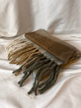 Schal gross Karo, Beige, Braun, Grau