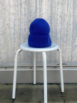 Beanie hat with blue angora wool