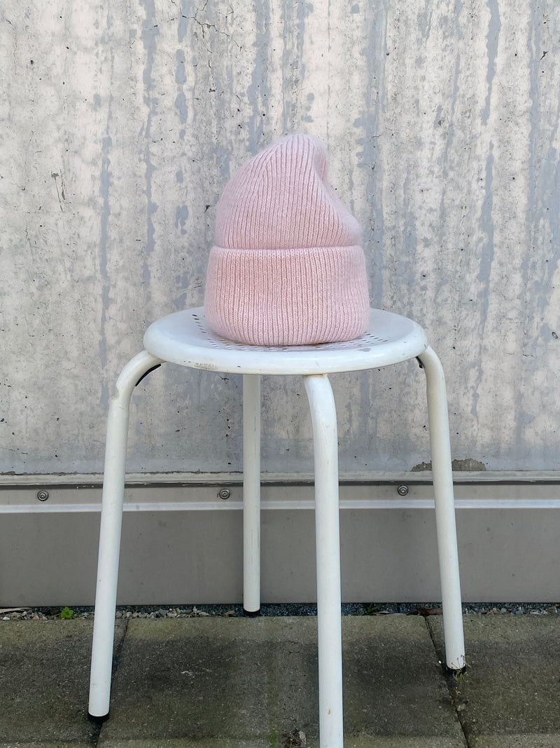 Mütze Beanie mit Angorawolle in Rosa