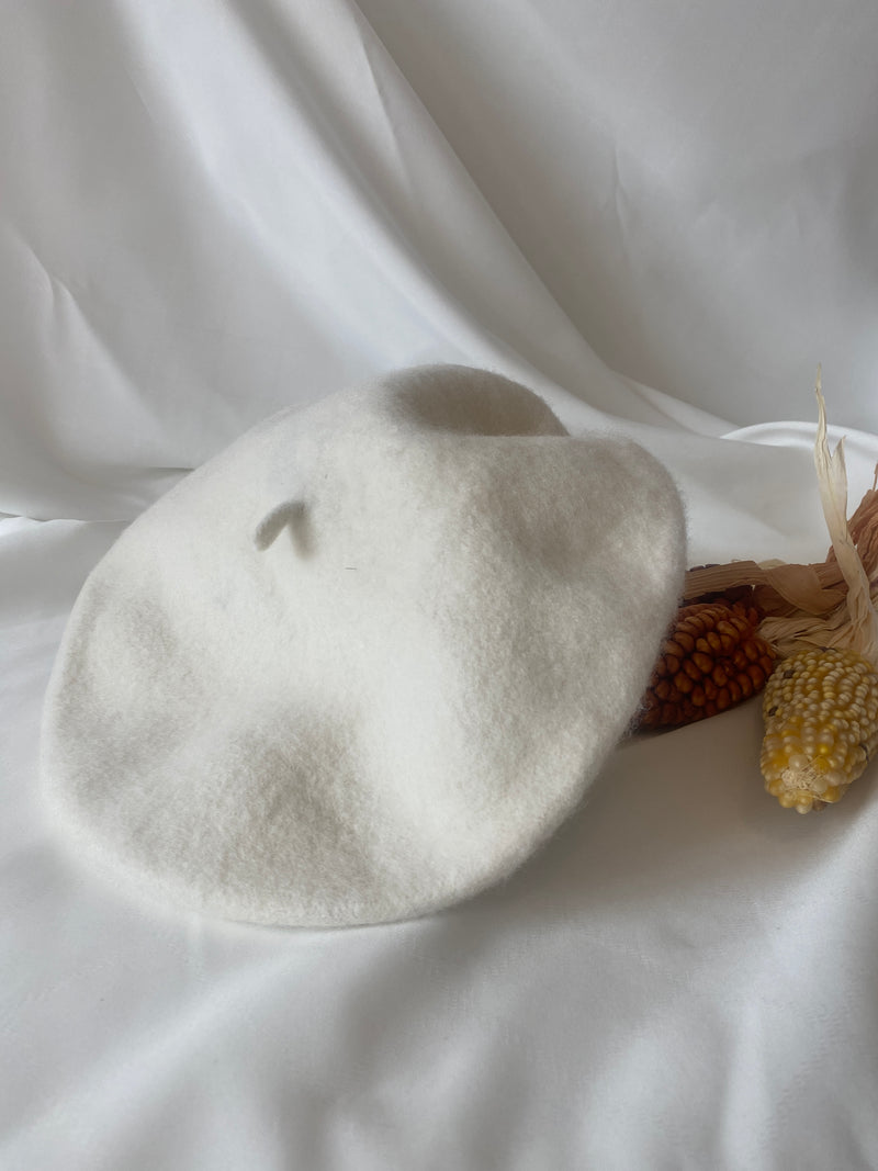 Béret chapeau laine blanc