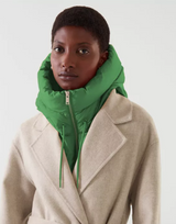 Green hood with zip