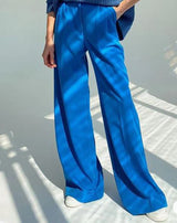 Wide blue trousers