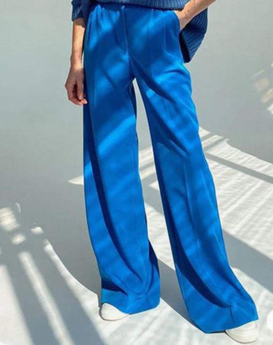 Wide blue trousers