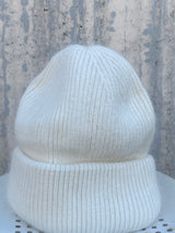 Bonnet en laine angora blanc cassé