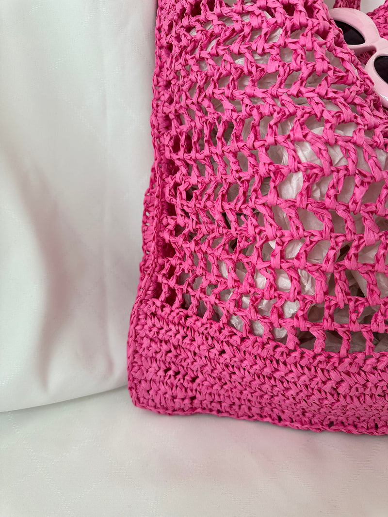 Sommerhandtasche gehäkelt Pink