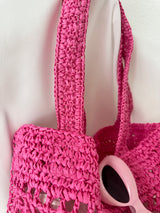 Sommerhandtasche gehäkelt Pink